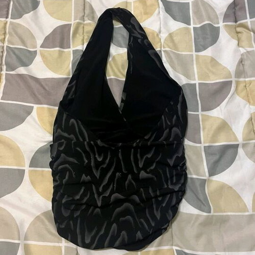 Blouse used, size S, black with silver details and glitter