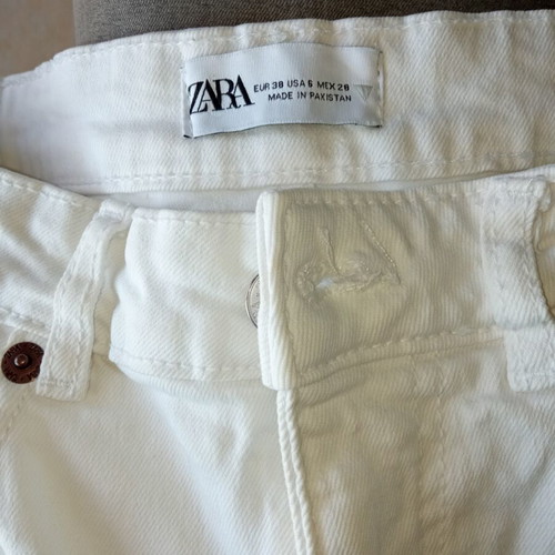 Zara Z1975 White High-Rise Cropped Flare Jeans used