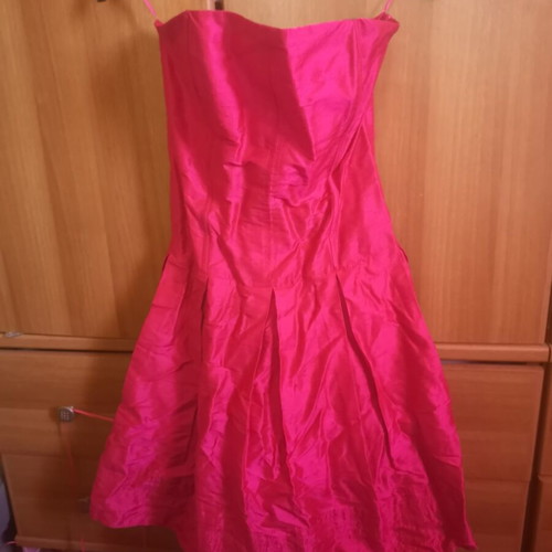 Ysatis dark fuchsia strapless dress with corset and zipper, size 1
