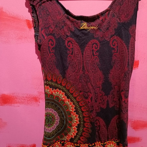 Desigual blouse size L and Street One cotton pants size 42 like new, multicolor red