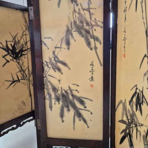Mini tabletop wooden paravan decorative from Japan used