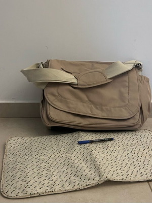Mothercare beige XL baby bag with changing mat used