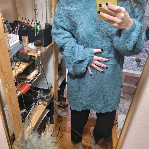 Pullover Large petrol, long, very soft, like new Pink Woman