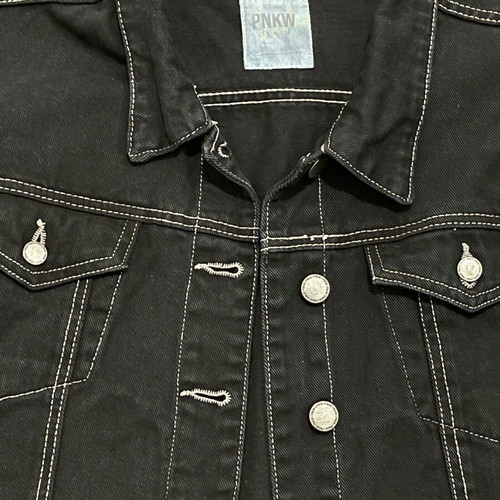 Pink Woman black denim jacket size M like new