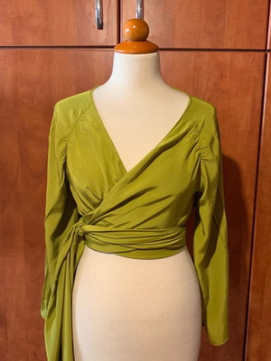 Zara κιμονό μεταχειρισμένο, κρουαζέ top, μέγεθος S, βισκοζη πράσινη