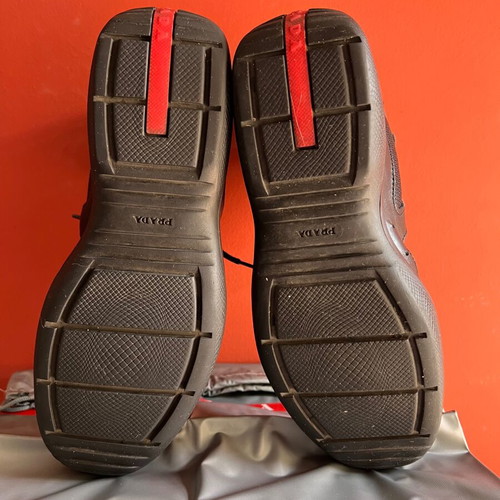 Prada black leather ankle boots like new