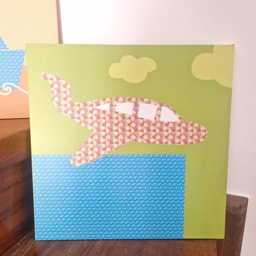 Children's wall art set like new, 3 pieces 30x30 cm, wood