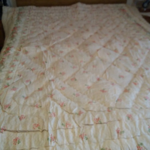 Woolen quilt vintage new with natural wool and cotton fabric