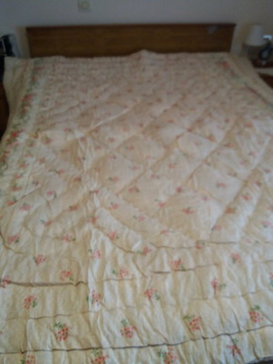 Woolen quilt vintage new with natural wool and cotton fabric