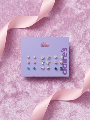 Σετ σκουλαρίκια Claire's με 9 ζευγάρια πολύχρωμα κρύσταλλα