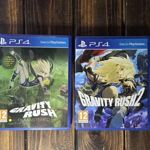 Gravity Rush Remastered and Gravity Rush 2 PS4 games like new, rare collectible set
