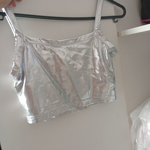 Shein cargo pants and top set like new, silver
