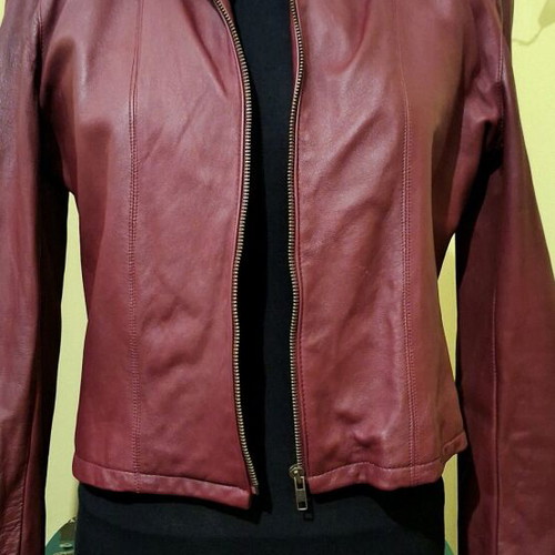 Real leather crimson jacket size L like new