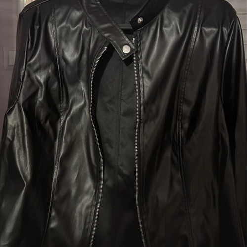 Leatherette slim women's jacket black size XL new