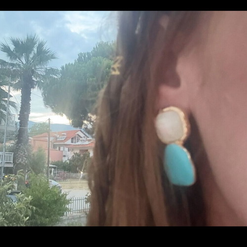 Earrings new with blue and white design