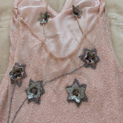 Vintage style dress used, pink, embroidered, size M