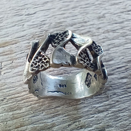 Vintage 925 Silver Ring size 61, handmade grunge biker design