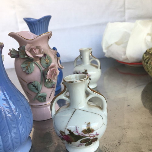 Set of 8 small ceramic vases used with cracks