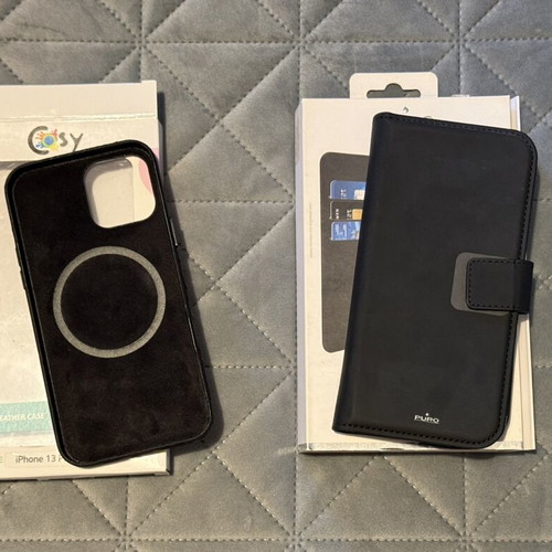 iPhone 13 Pro Max cases used, Cosy leather and Puro wallet 2 in 1