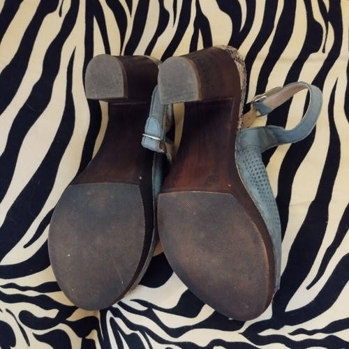 Flex Anatomic all leather peep toe sandals like new, blue