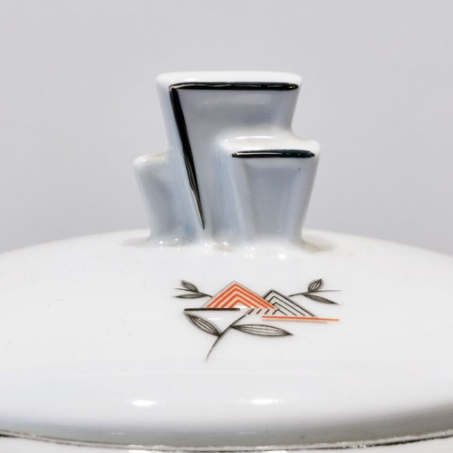 Art Deco teapot used, porcelain with geometric design