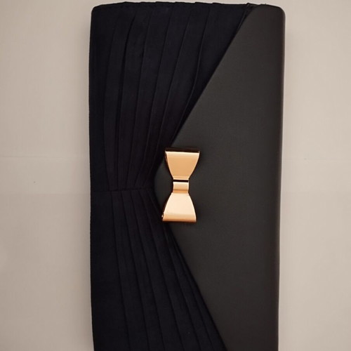 Atmosphere dark blue envelope clutch bag new with strap, half castor half leather