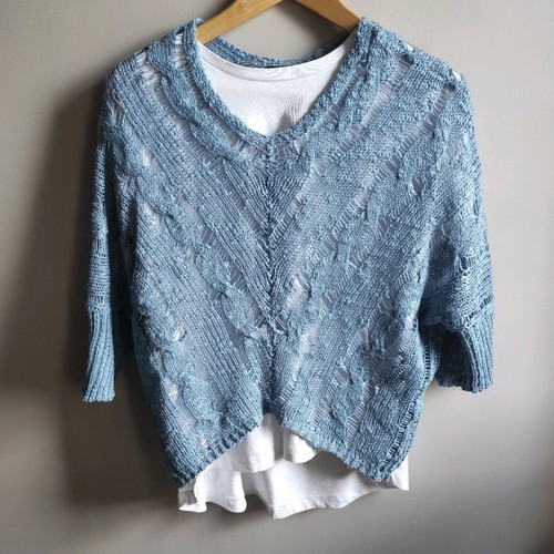 Knitted spiderweb blouse like new, medium blue