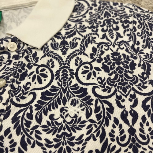 United Colors of Benetton Baroque Polo Shirt Small like new, blue and white