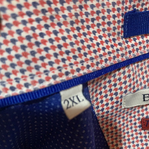 Brand's men's long-sleeve tailor fit shirt XXL like new, blue with red details