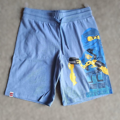 Lego boys' shorts new, blue with ninja print, size 122 cm