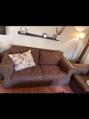 EKTORP IKEA sofas used, brown with beige covers, set of 2