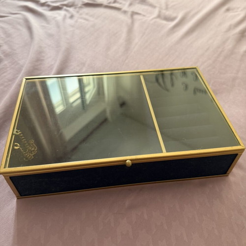 Velvet jewelry box dark blue like new