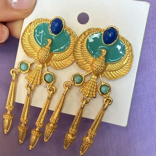 Earrings new, multicolor and goldtone