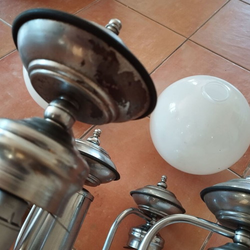 5-Light Chandelier used with white globes space age style
