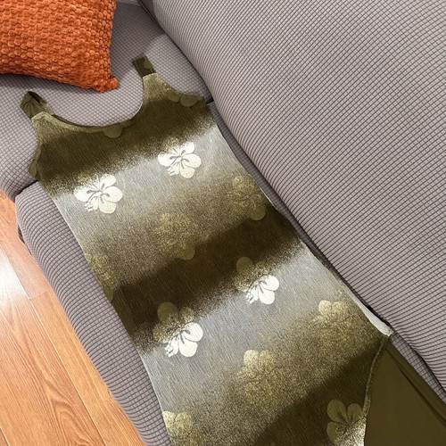 Midi dress khaki with transparency and floral pattern like new