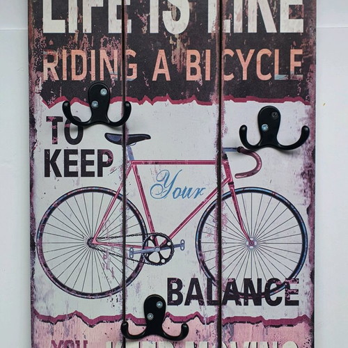 Bike wall hanger frame with three double metal hooks 48x30