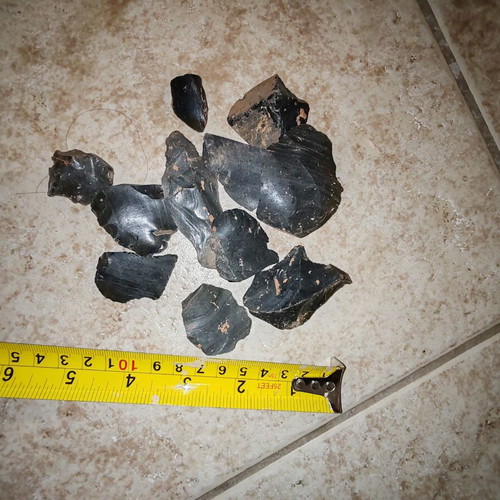 Obsidian pieces used, 140g total