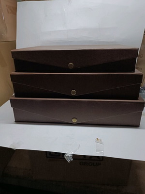 Storage boxes new, set of 3, brown with lining