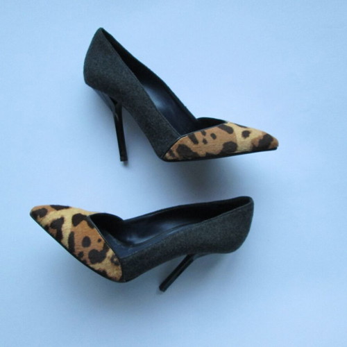Vionett heels new size 36 with leopard pony fur nose tips and sculpted heels