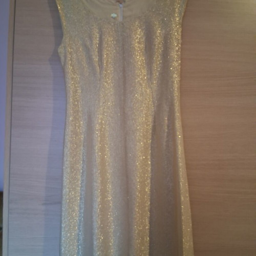 Black lace night dress with gold lining, size M