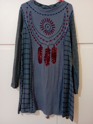 Boho dress used, blue, size M
