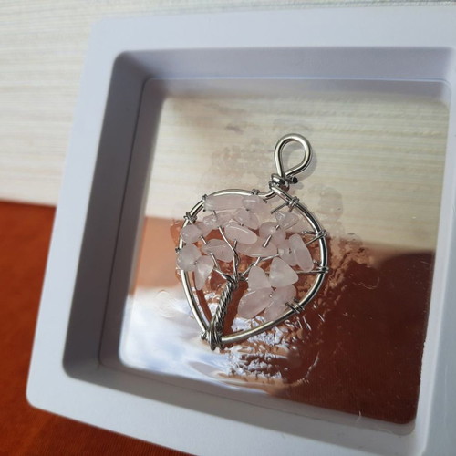 Tree of Life pendant with natural quartz crystal new