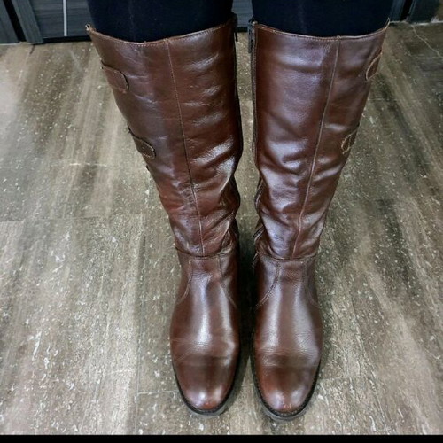 Leather boots brown used, size 39, made in Germany
