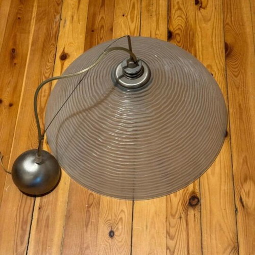 Ceiling light glass with LED lamp and stainless steel edges like new