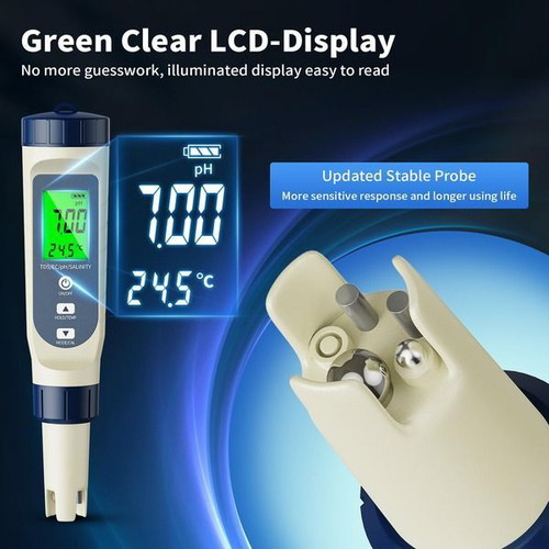 YAOBLUESEA 5-in-1 digital water tester pH TDS EC salinity temperature