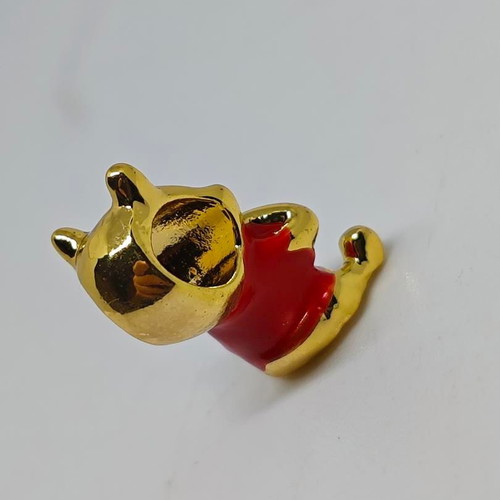 Disney Winnie the Pooh Charm pendant, like new, gold plated with red enamel
