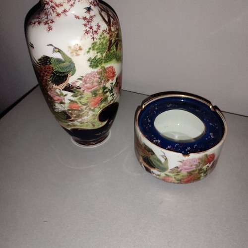Σετ βάζο και τασάκι πορσελάνης Shibata Chinaware LTD. Japan μεταχειρισμένο