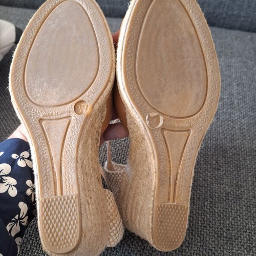 Kanna leather espadrilles with adjustable strap, new, beige and brown