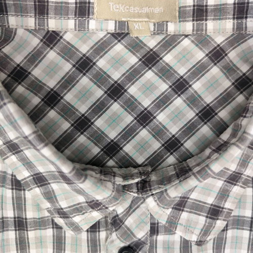 Tex men's short-sleeve shirt size XL like new, gray and white plaid