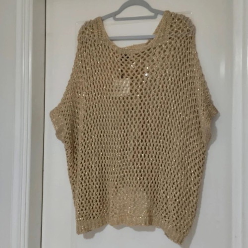 Toscana golden poncho cardigan, new, elegant open-knit design